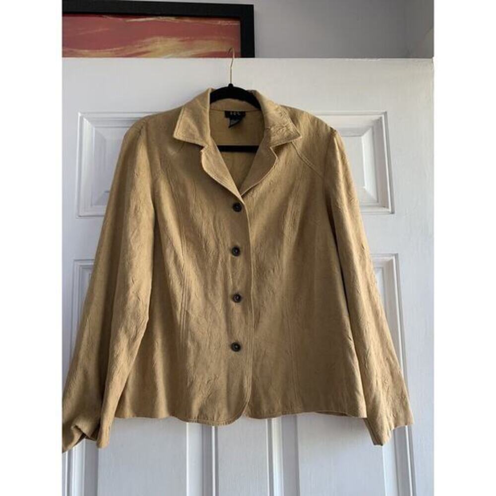 R Q T Women's Jacket‎ Blazer Beige Size Large